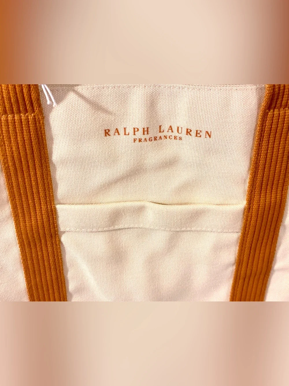 Ralph Lauren FragCream and Brown Canvas Tote